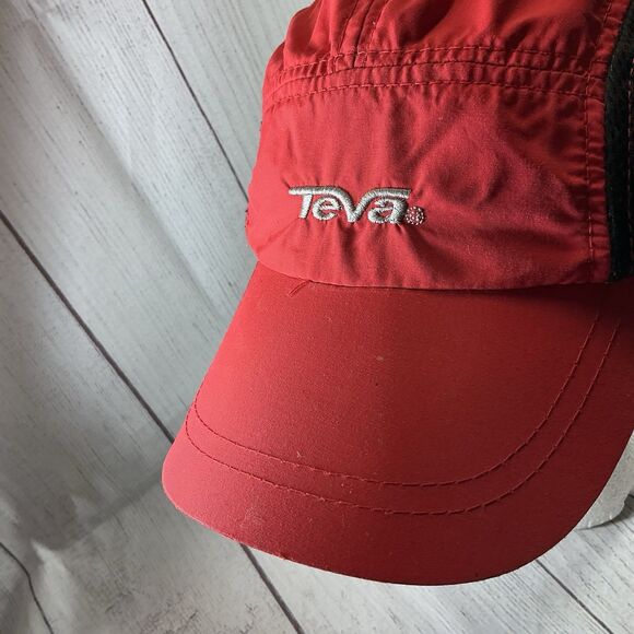 Teva Red Black Gray Outdoor Biker Runner Adjustable Hat Cap - Picture 2 of 16